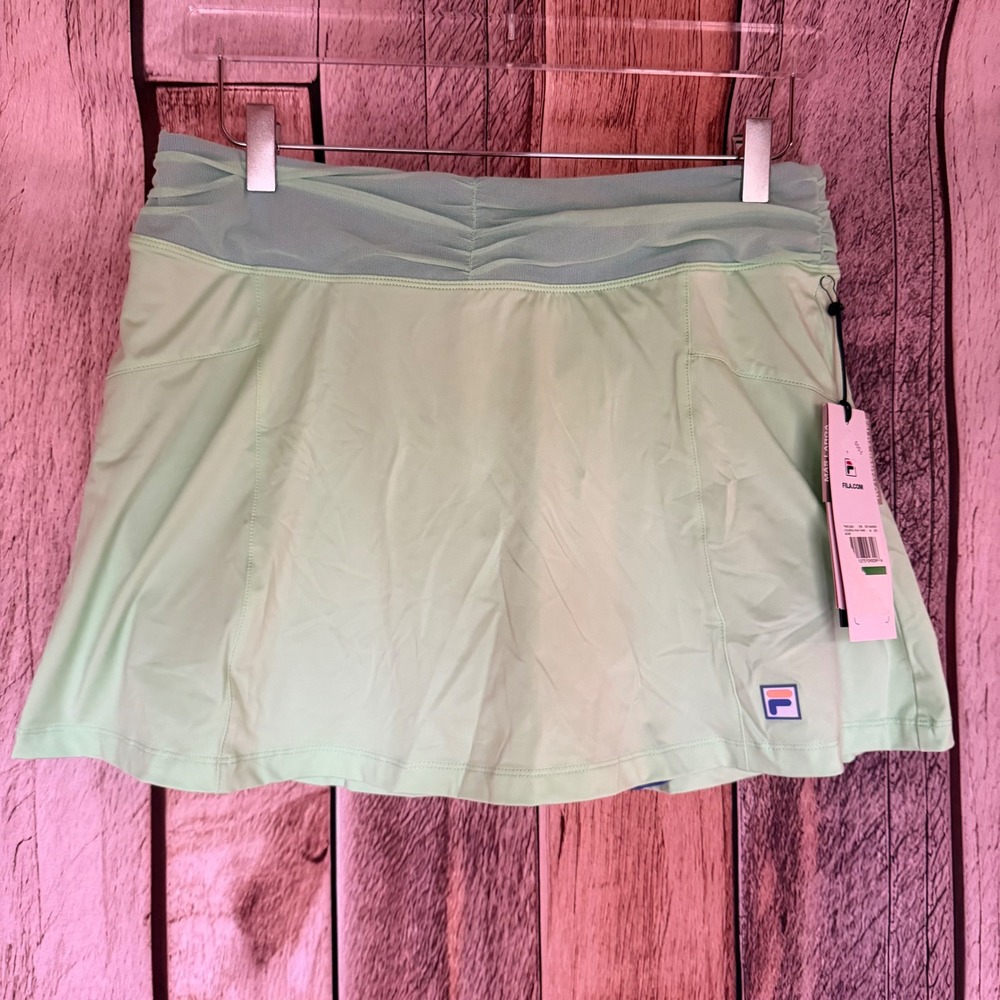 FILA Skort Tennis Longer Green Colorful Play Flare Athleisure Sport Large‎ NWT